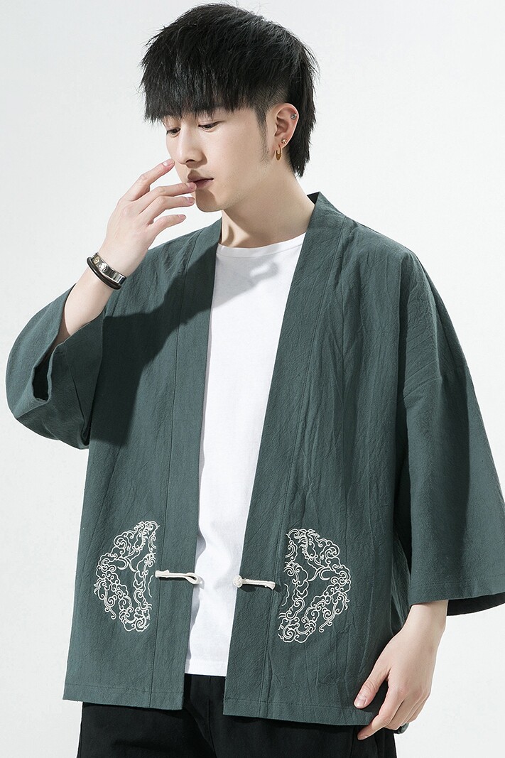 风汉服开衫刺绣盘扣精致防晒电商A100-731-p50男士宽松限68,男装民族服装,电商A100
