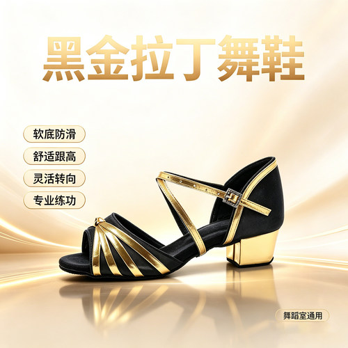 宾陆软底防滑中跟拉丁舞鞋女款