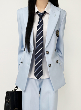 木村叔jk日系原创浅蓝色西服女生制服春秋季校供感大学生西装外套
