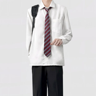 木村叔dk制服日系白色长袖衬衫男夏季学院风学生衬衣宽松百搭上衣
