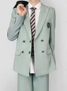 木村叔dk日系薄荷绿刺绣西服套装