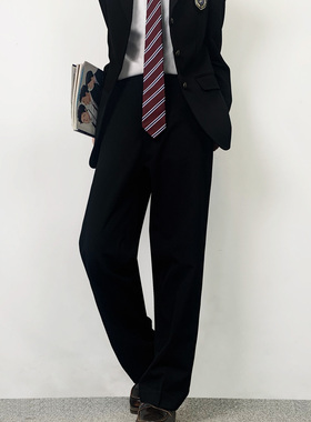 木村叔dk日系黑色西装裤女生学院风秋季校供感直筒正装西裤长裤子