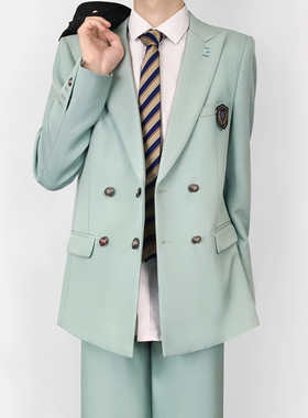 木村叔dk日系原创刺绣薄荷绿西服外套春秋季学院风校供感西服制服