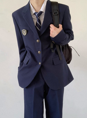 木村叔dk日系原创制服西装外套男士春季中长款休闲女学生西服套装