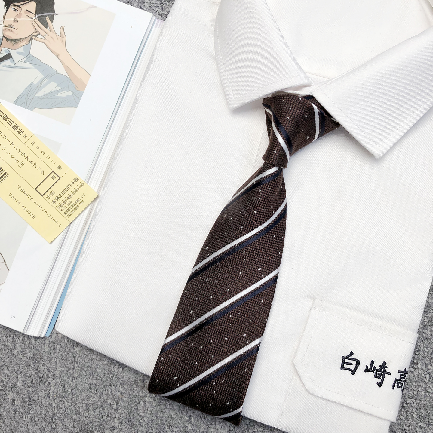 木村叔dk日系深棕色双色条纹复古领带男生混色感衬衫西装领带配饰