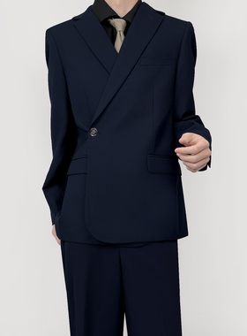 木村叔dk日系绀色西装外套男生春秋季学院风原创刺绣收腰西服制服