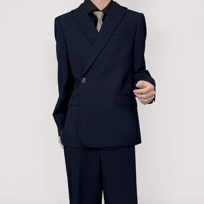 木村叔dk日系绀色西装外套男生春秋季学院风原创刺绣收腰西服制服