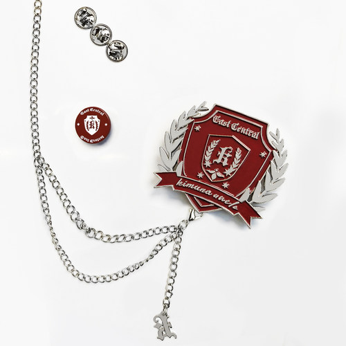 木村叔dk日系原创金属拉链款徽章衬衫制服酒红色胸章配饰西装小物