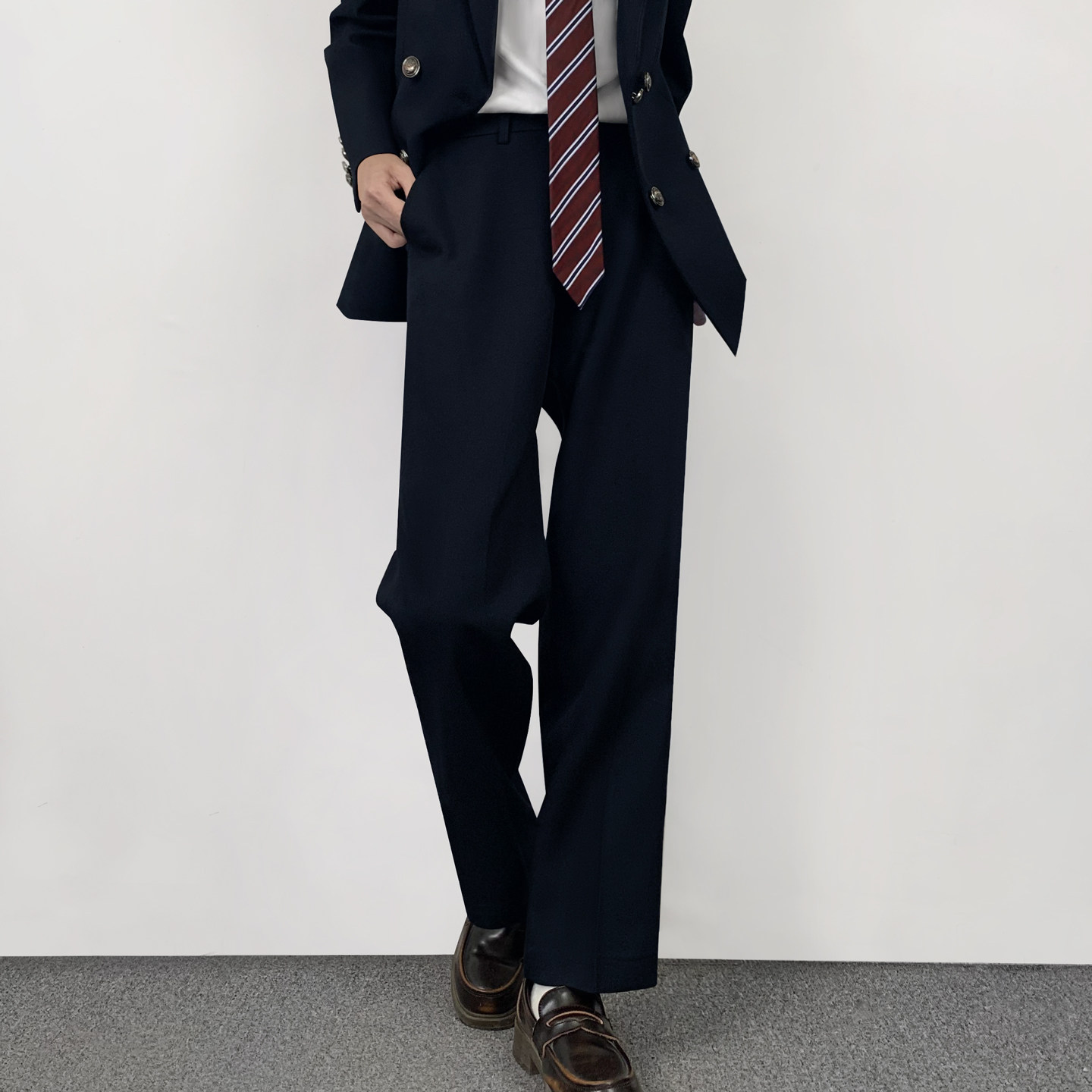 木村叔jk日系原创刺绣绀色西裤女春秋季女学生百搭垂感休闲西装裤,女装/女士精品,西装裤/正装裤,淘宝优惠券,粉丝福利购,淘宝优惠卷