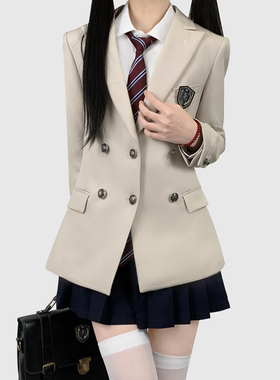 木村叔日系原创jk制服外套女生春秋季学院风女学生双排扣西服套装