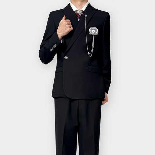 木村叔日系黑色收腰西装外套男