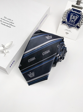 木村叔dk日系原创条纹手打领带深绀灰色小众设计校供衬衣搭配领带