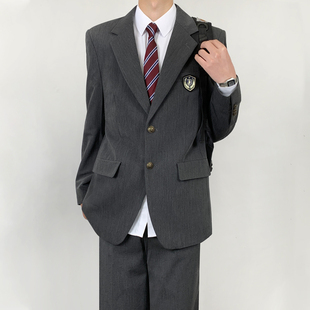 木村叔dk日系原创中灰色西装外套男生春秋季学院风青少年西服套装