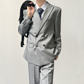 木村叔dk日系灰色西服套装 青少年男生成人礼西服外套 男高级感正装