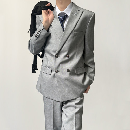 木村叔dk日系灰色西服套装男高级感正装青少年男生成人礼西服外套