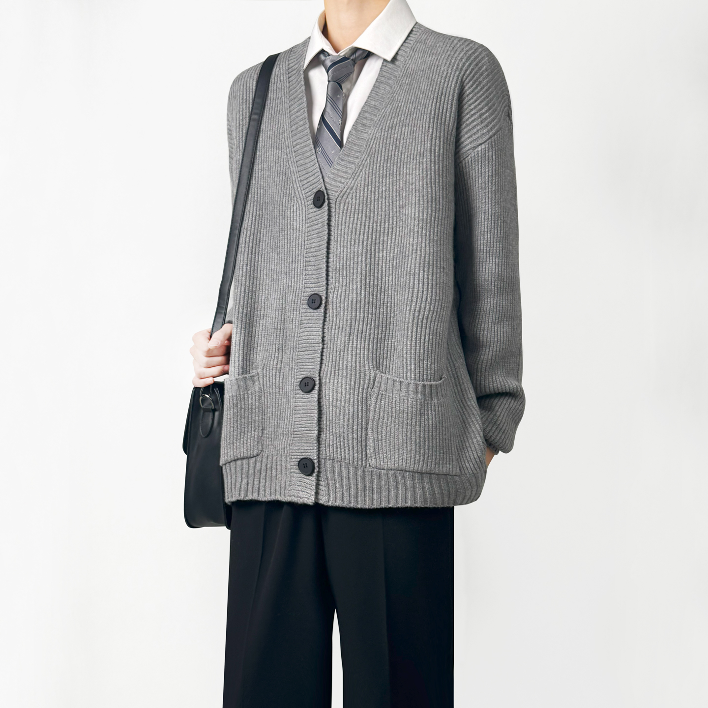 木村叔dk制服基础款针织开衫毛衣男秋冬季学生休闲百搭V领毛线衣