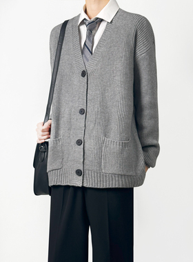 木村叔dk制服基础款针织开衫毛衣男秋冬季学生休闲百搭V领毛线衣