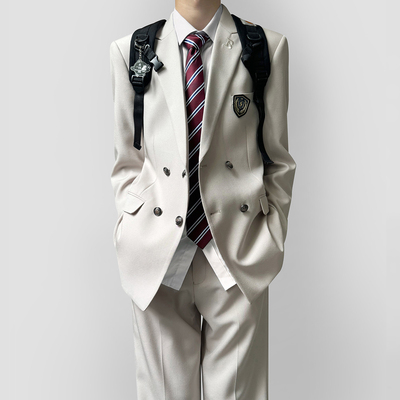 木村叔日系校供感双排扣西服套装