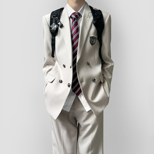 木村叔日系校供感双排扣西服套装