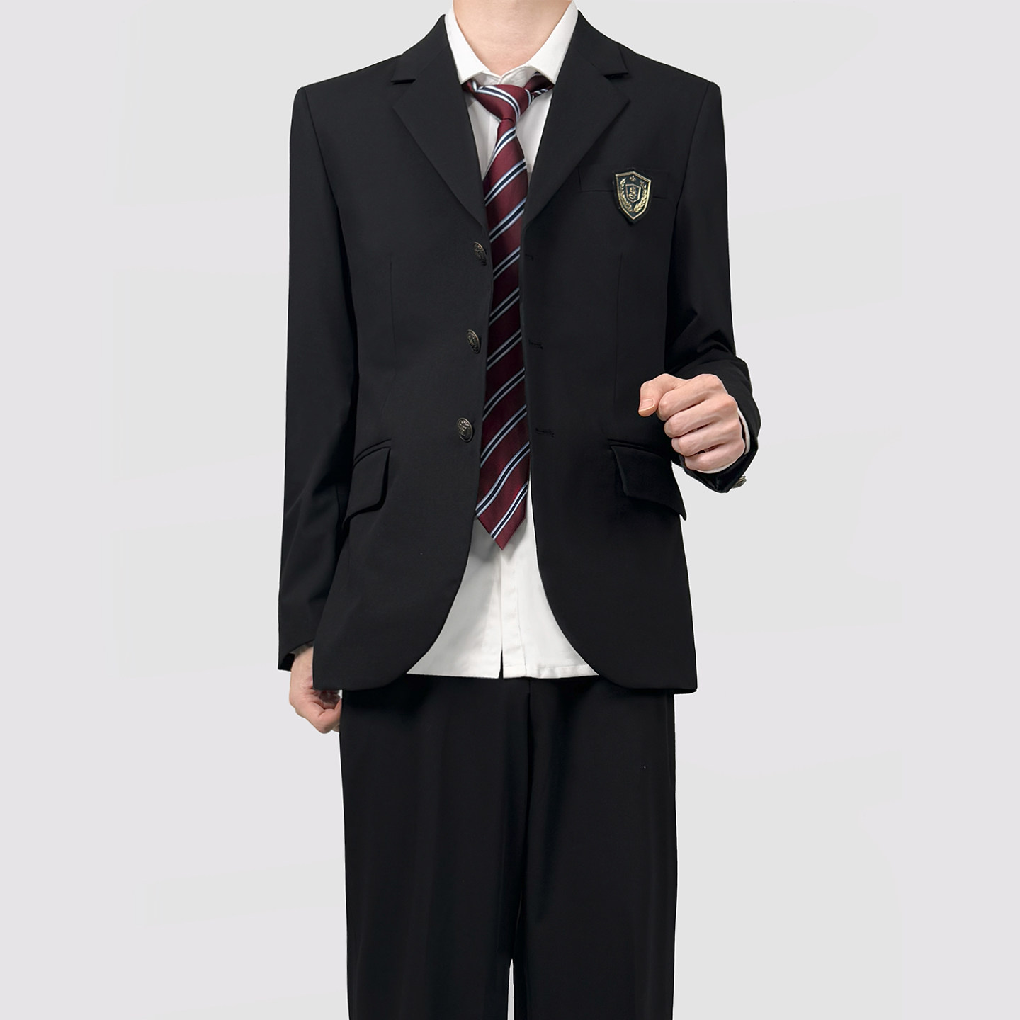 木村叔dk制服原创薄款黑色西装外套秋季男士宽松休闲垫肩西服套装