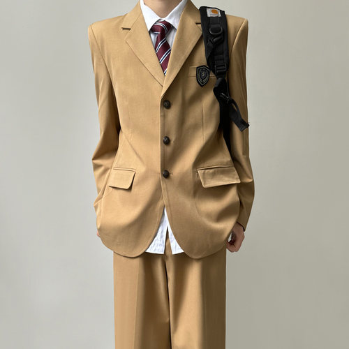 木村叔日系制服卡其男士西装外套