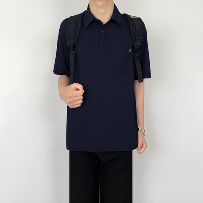 木村叔dk制服绀色短袖POLO衫男学生秋季薄款学院风校供感学生上衣