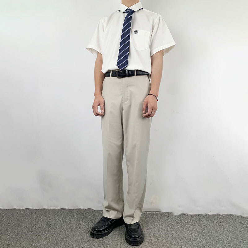 木村叔dk日系原创刺绣字母A米白色直筒西裤男生秋季西装裤长裤子