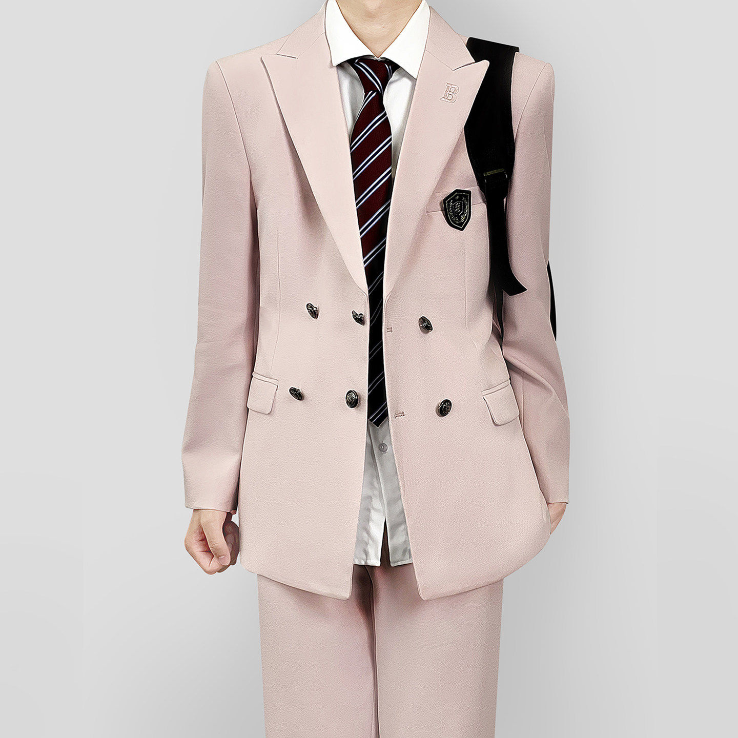 木村叔dk日系复古粉色西服套装图片