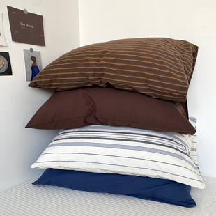 枕套1个装 全棉条纹深色耐脏纯色48*74cm枕头套学宿舍枕皮信封枕