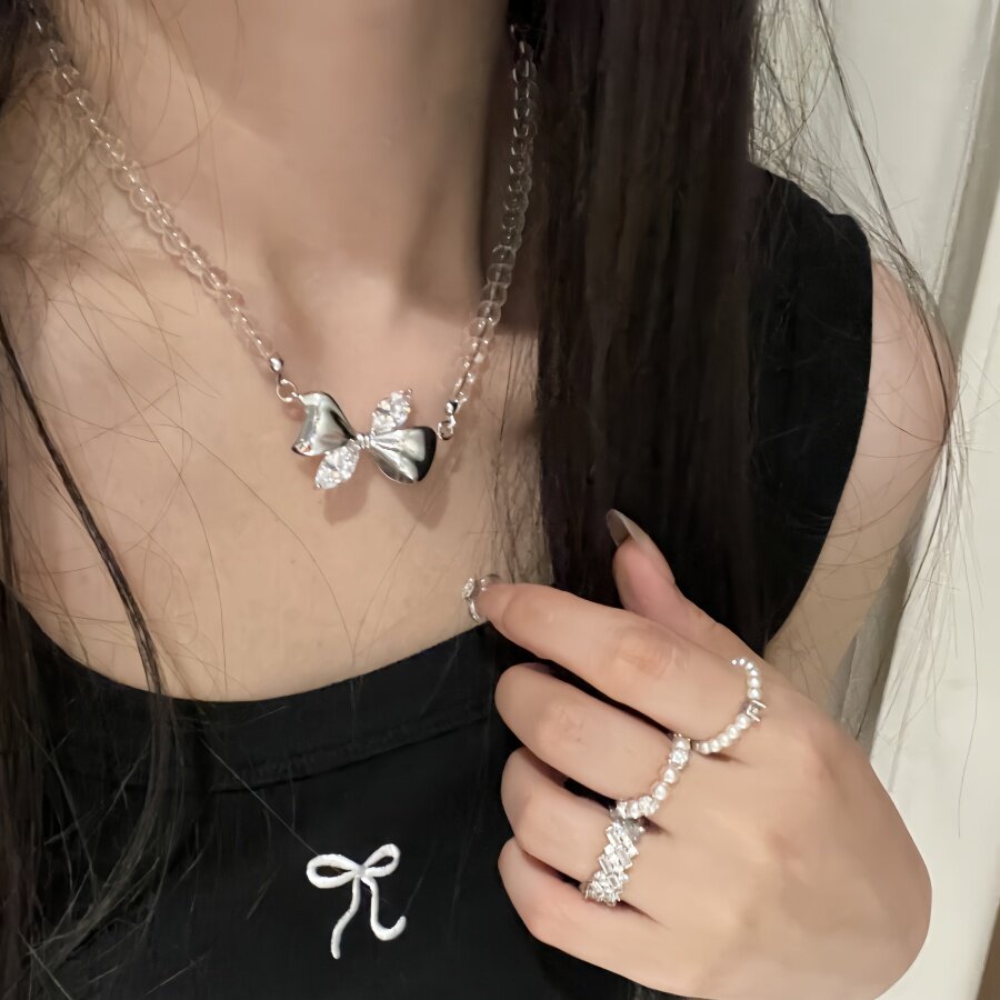 冰凉水晶珠子项链高级感ins颈链