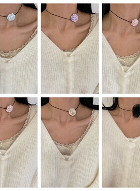 复古玫瑰花项链颈链2026春夏新款韩国东大门代购