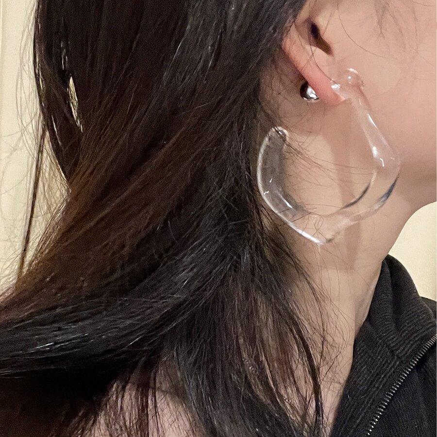 未来感透明树脂不规则耳钉耳钉