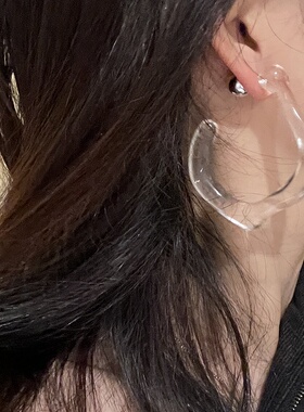 未来感透明树脂不规则耳钉耳钉