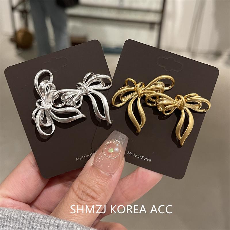 金色蝴蝶结耳环高级感小众设计