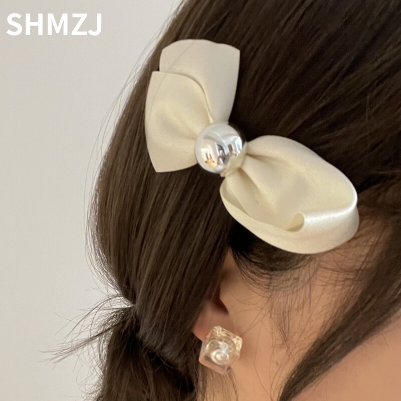 蝴蝶结金属球发夹布艺ins风