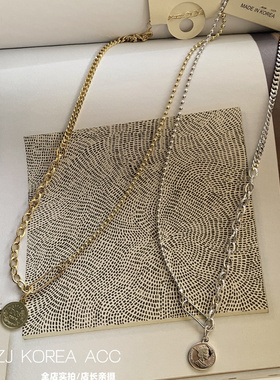 复古硬币别针金属项链小众女