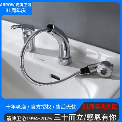 箭牌水龙头双孔抽拉洗头花洒喷头
