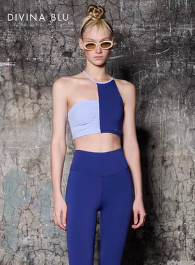 DIVINA BLU迪唯纳都灵系列露肩挂脖非对称式裸感瑜伽内衣运动文胸