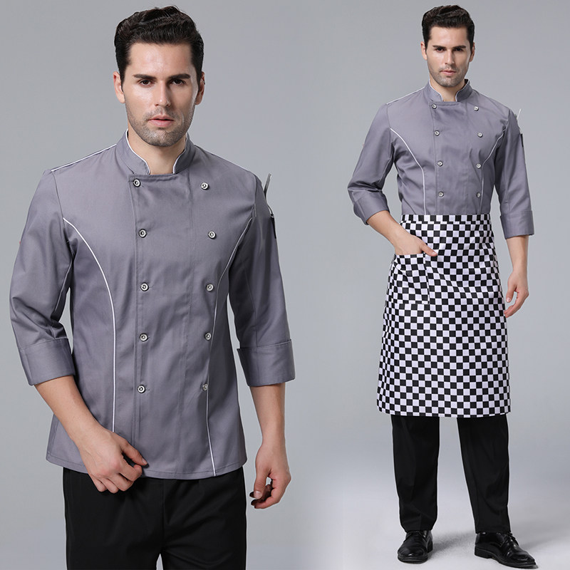 厨师工作服男女长袖秋冬装餐厅餐饮酒店食堂大厨厨房工作制服定制