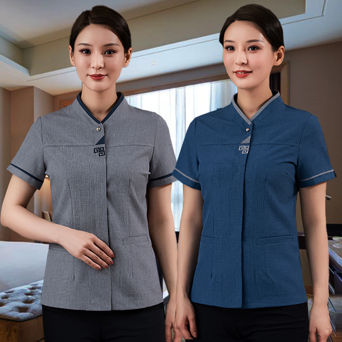 保洁工作服短袖物业家政酒店制服商场客房打扫工衣阿姨清洁工夏装
