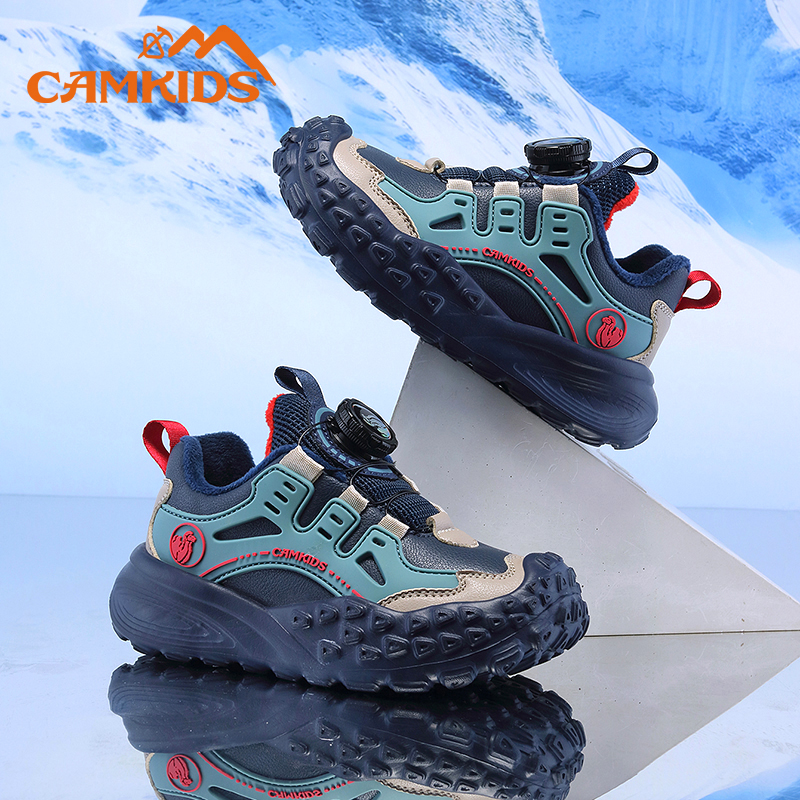 保暖运动鞋男童儿童加绒皮面大棉