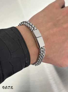 双排男款钛钢手链时尚