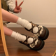 女2026年春季 新款 配裙子法式 棕色厚底蝴蝶结花边小皮鞋 玛丽珍单鞋