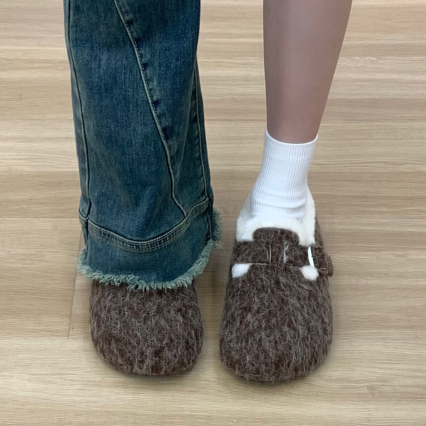 厚底内增高毛绒勃肯鞋女款2025新款冬季一脚蹬毛毛棉鞋加绒雪地靴,女鞋,棉鞋,淘宝优惠券,粉丝福利购,淘宝优惠卷