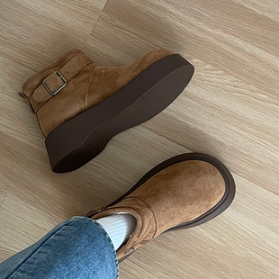 加厚增高雪地短靴保暖棉鞋 小sun家 秋冬加绒厚底马丁靴女2025新款