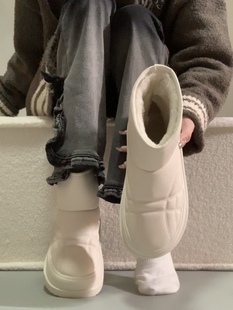 网红厚底雪地靴女2025新款秋季加绒加厚保暖靴子防滑白色棉鞋短靴