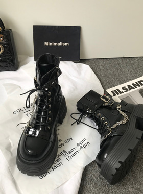 小sun家 厚底链条铆钉甜酷辣妹lolita马丁靴女秋季英伦风Y2K朋克