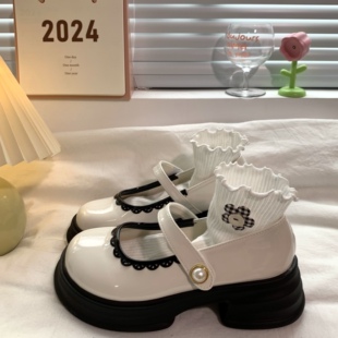 白色玛丽珍小皮鞋女2026夏季新款复古浅口配裙子英伦风法式JK单鞋