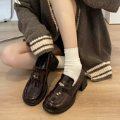 jk鞋 厚底乐福鞋 复古小皮鞋 小众玛丽珍女鞋 女一脚蹬中粗跟单鞋 法式