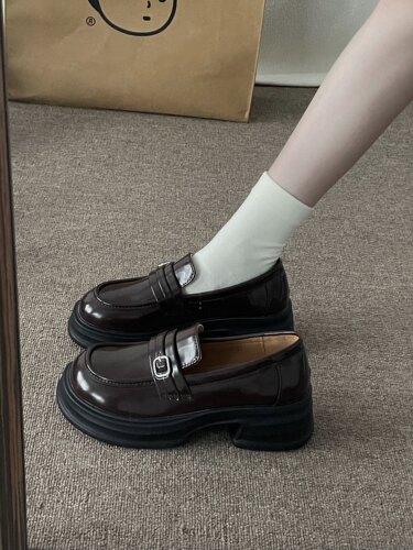 新款法式一脚蹬乐福单鞋